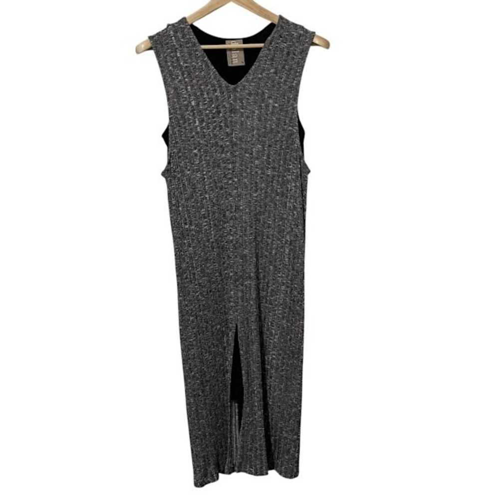 Anthropologie Dolan Left Coast Gray Sweater Midi‎ Slit Layered Stretch Dress M